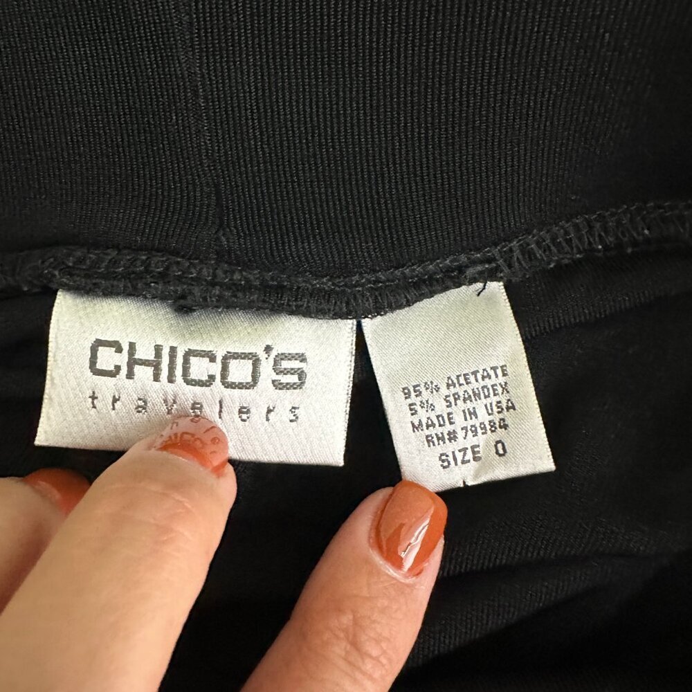 2/$30 Chico's Travelers High Rise Wide Leg Trouser Black 4 #A1436 - Picture 5 of 7